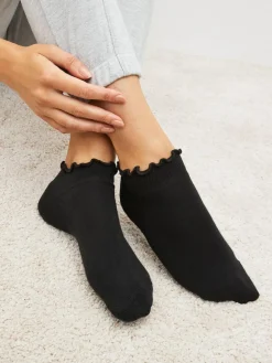 Next Monochrome Frill Top Cushion Sole Trainer Socks 4 Pack^Women Socks & Tights