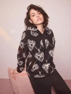 Next Monochrome Heart and Locket Half Zip Polar Fleece^Women Hoodies & Sweatshirts|Coats & Jackets