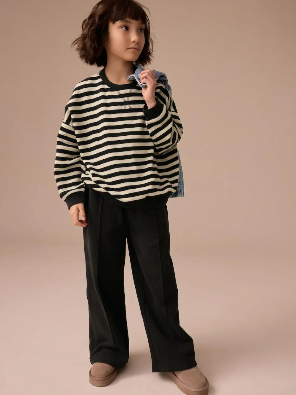 Clearance Next Monochrome Oversized Cosy Rib Sweatshirt (9mths-16yrs)