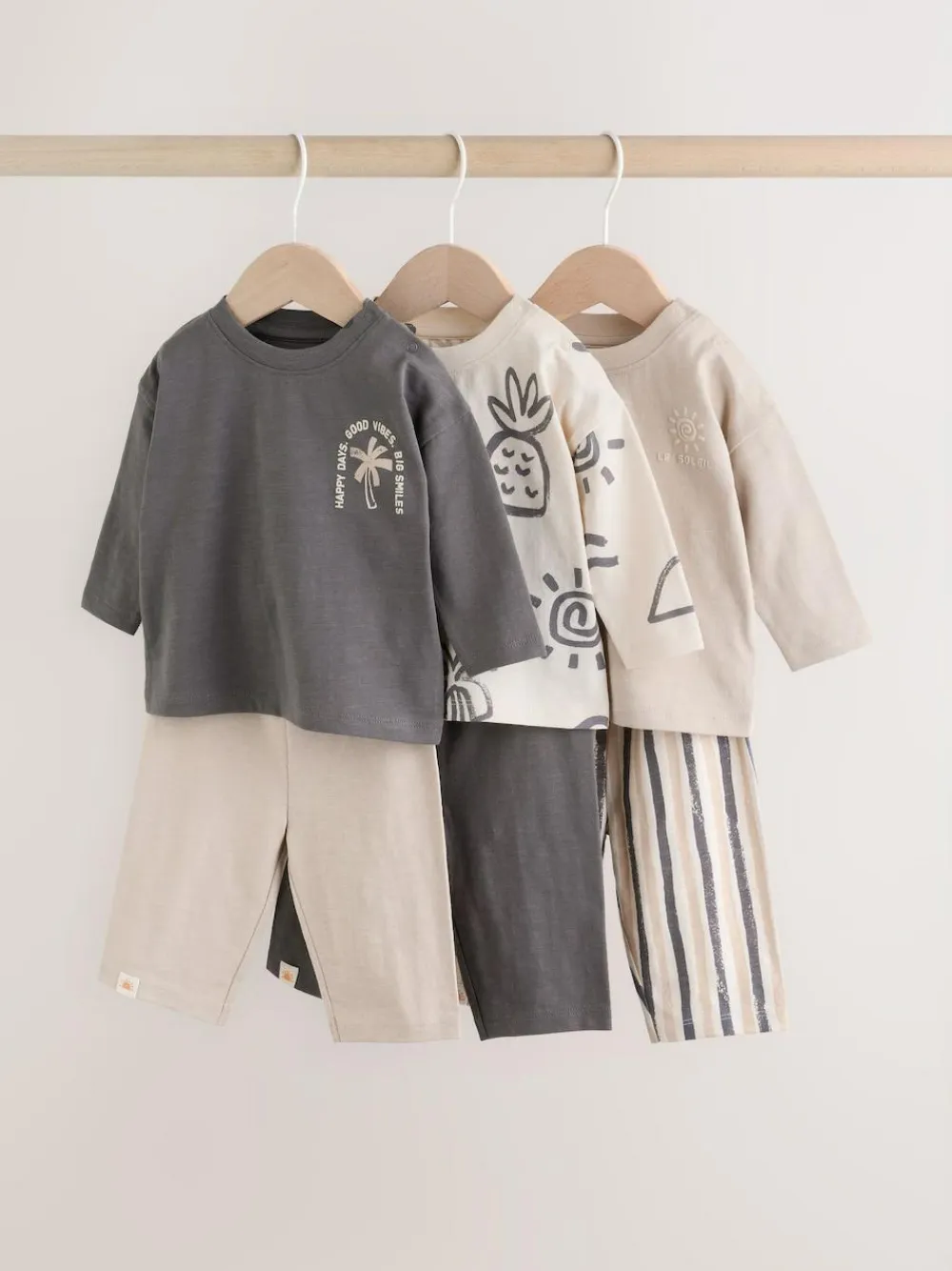New Next Baby Top & Leggings 6 Piece Set (0mths-3yrs) Monochrome Palm