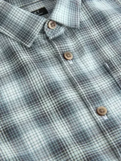 Outlet Next Monochrome Short Sleeves Boxy Fit Check 100% Cotton Shirt (3mths-7yrs)