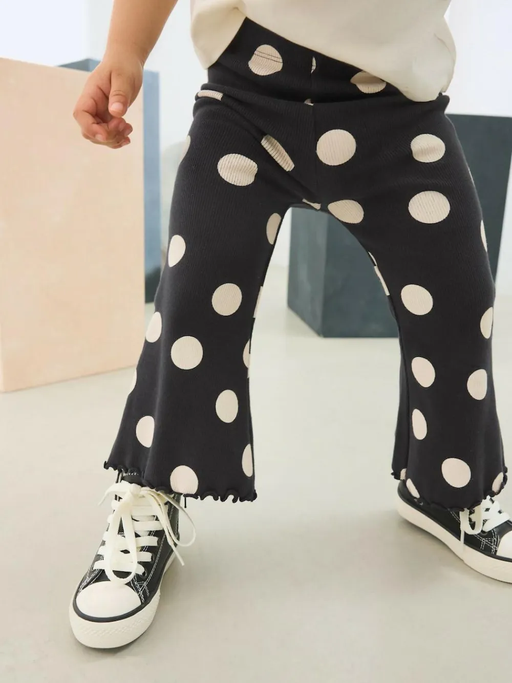 Best Next Monochrome Spot Rib Flare Leggings (3mths-7yrs)