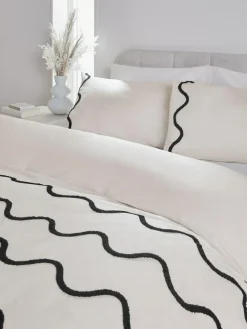Next Monochrome Tufted Wave 100% Cotton Duvet Cover and Pillowcase Set^ Bedsets & Duvet Covers