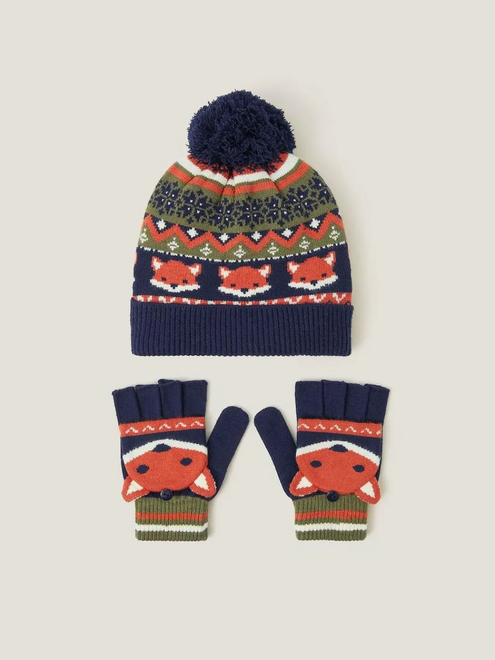 Best Monsoon Black Fox Bobble Hat & Gloves Set