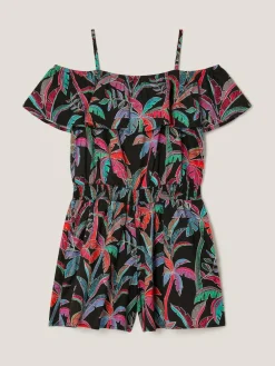 Discount Monsoon Black Neon Tropical Print Playsuit