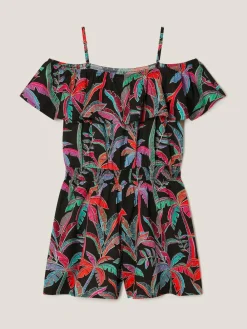 Discount Monsoon Black Neon Tropical Print Playsuit