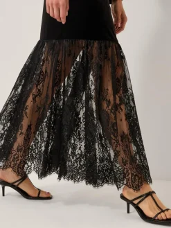 Monsoon Black Verity Velvet Lace Maxi Dress^Women Maxi Dresses