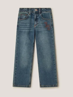 Discount Monsoon Blue 73 Logo Straight Leg Jeans
