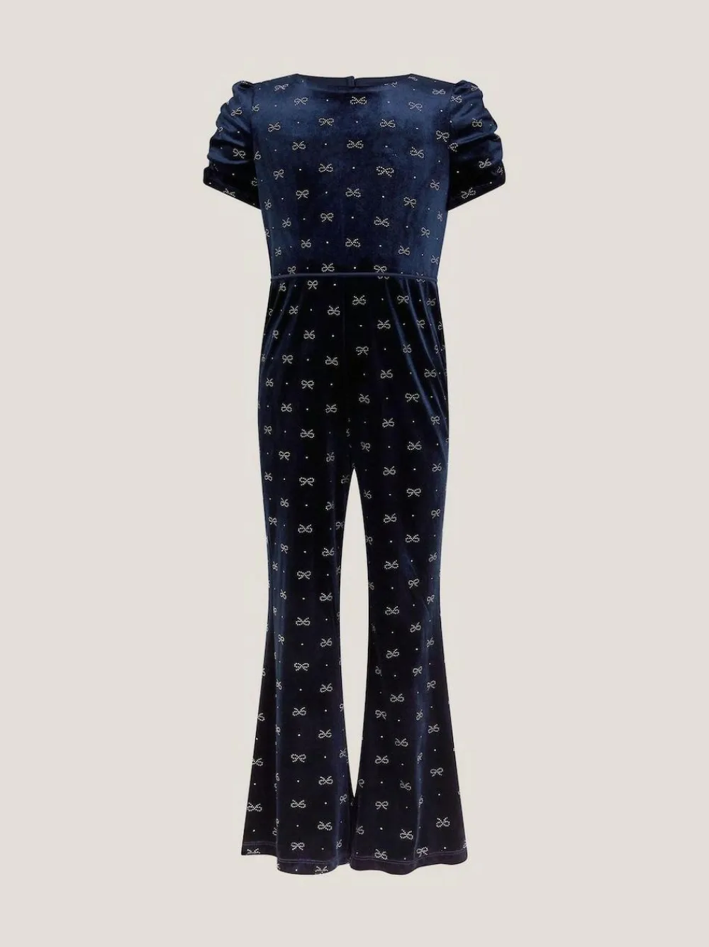 Monsoon Blue Bow Embellished Velvet Flare Jumpsuit^ Jumpsuits & Playsuits