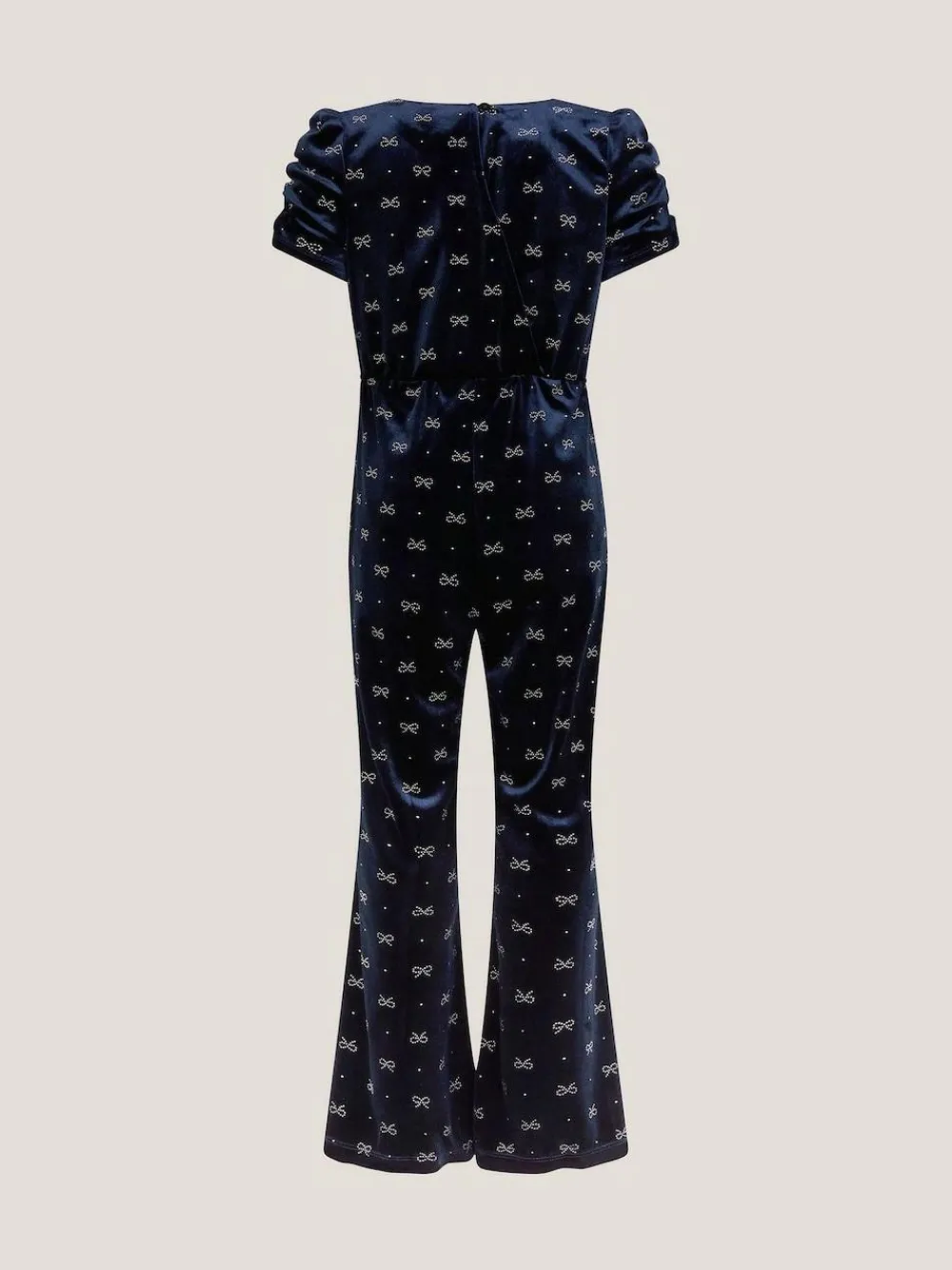 Monsoon Blue Bow Embellished Velvet Flare Jumpsuit^ Jumpsuits & Playsuits