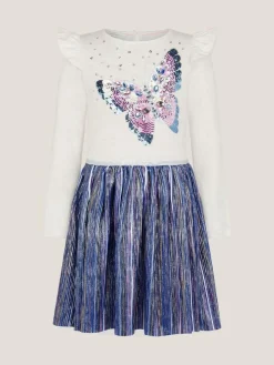 Monsoon Blue Butterfly Sequin Disco Dress^ Dresses