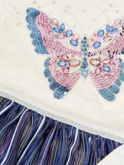 Monsoon Blue Butterfly Sequin Disco Dress^ Dresses