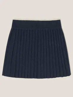 Sale Monsoon Blue Crochet Knit Pleated Skirt