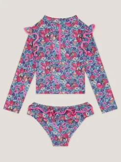 Discount Monsoon Blue Floral Shell Print UPF50+ Long Sleeve Swim Set