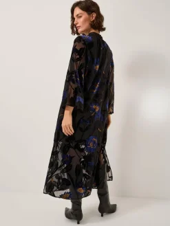 Monsoon Blue Giselle Sheer Floral Devoré Midi Dress^Women Occasion Dresses|Midi Dresses