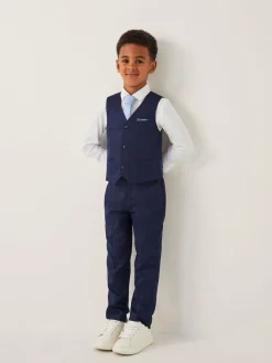 Monsoon Blue Harry 4-Piece Herringbone Suit with Tie^BOY Suits & Vest