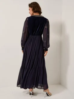 Monsoon Blue Joanna Velvet Sequin Embellished Maxi Dress^Women Maxi Dresses