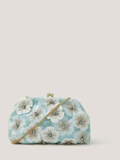 Monsoon Blue Mara Appliqué Flower Clutch^Women Purses