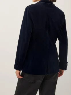 Best Monsoon Mila Single Breasted Velvet Blazer Blue