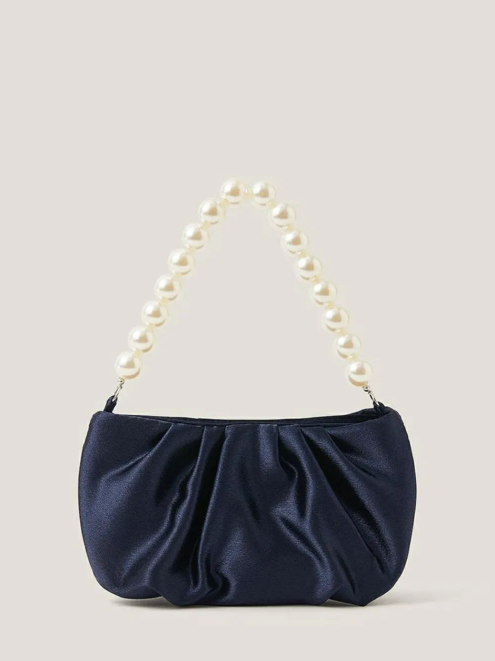 Hot Monsoon Blue Pearl Strap Satin Party Bag