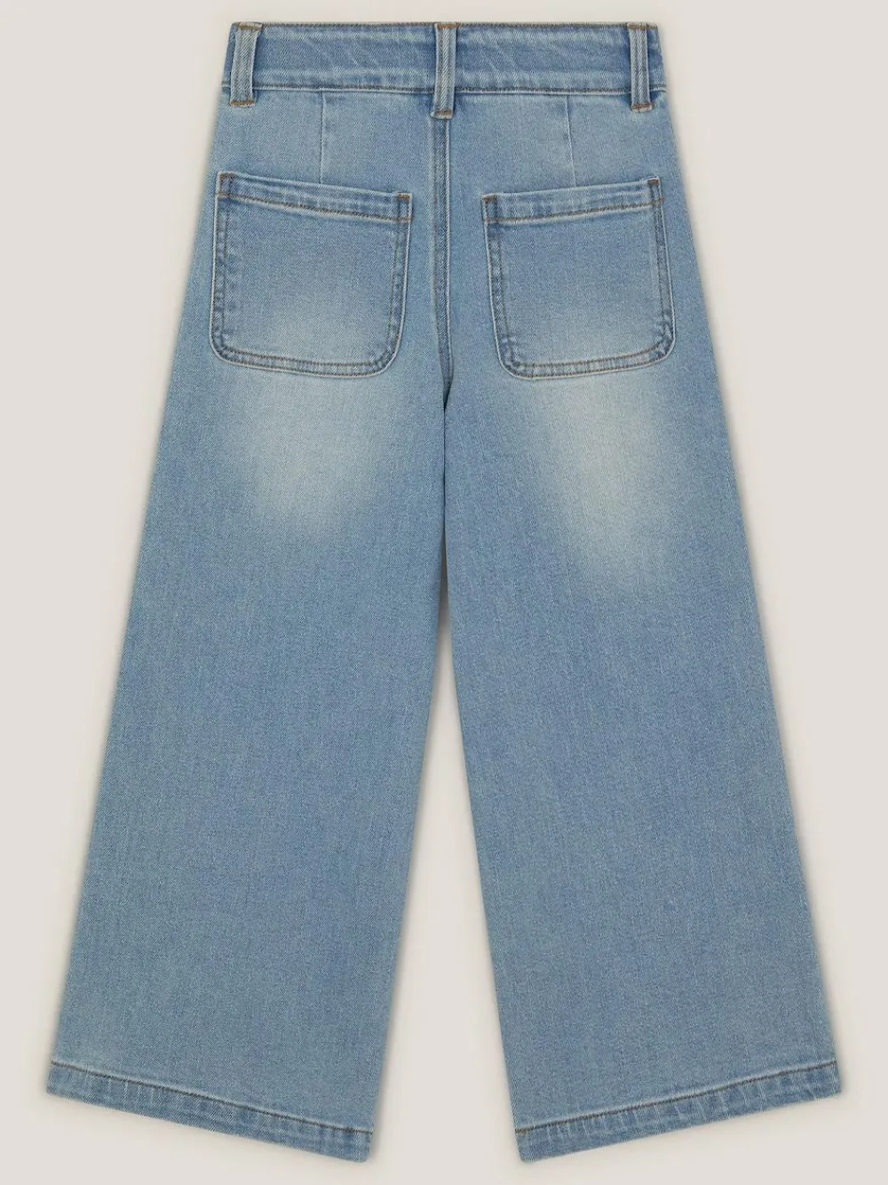 Sale Monsoon Blue Sequin Floral Embroidered Wide Leg Jeans