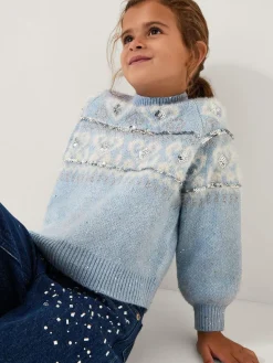 Online Monsoon Blue Sparkle Heart Jumper