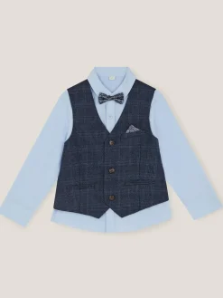 Monsoon Blue Three-Piece Oliver Check Waistcoat & Shirt Set