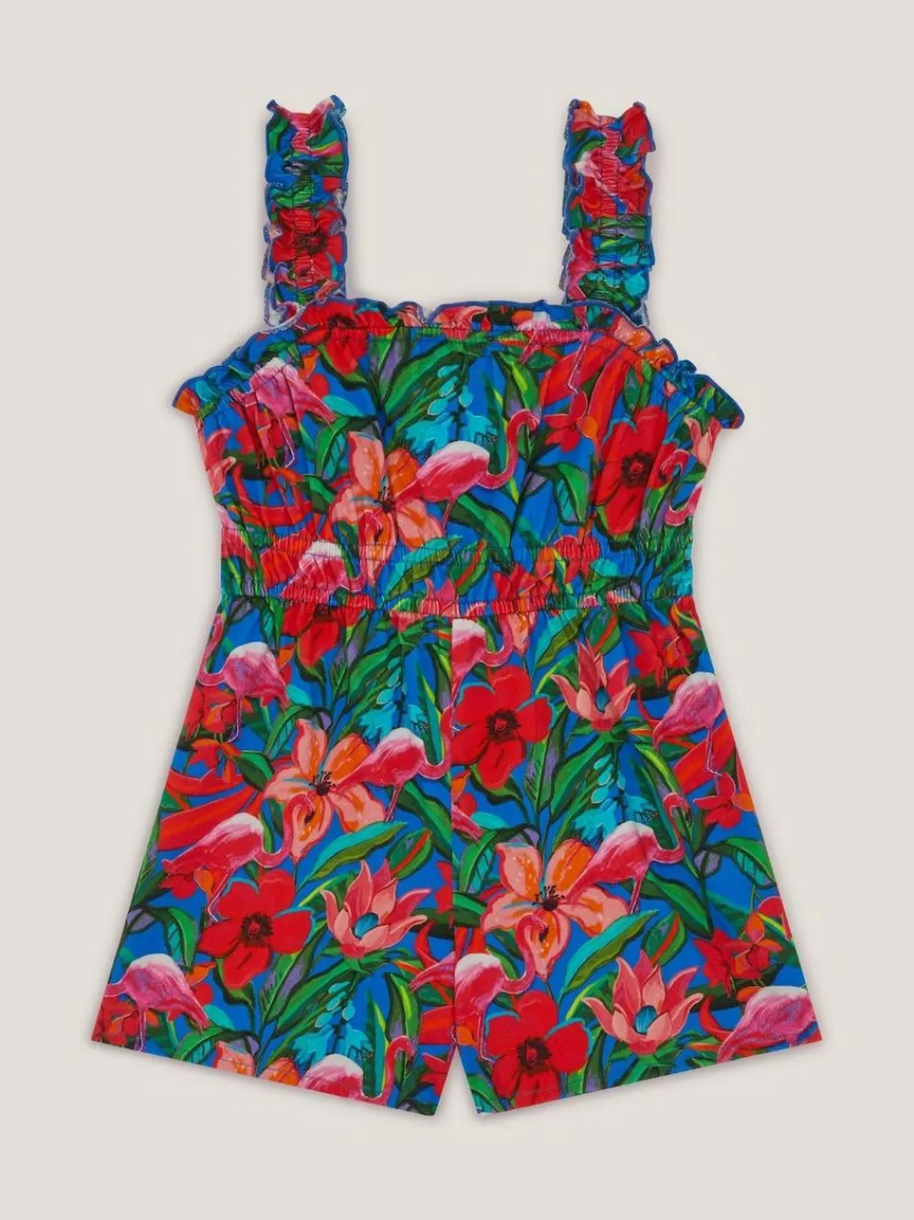 Monsoon Blue Tropical Print Jersey Playsuit^ Jumpsuits & Playsuits