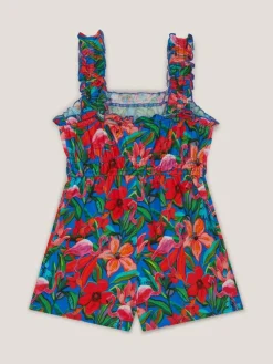Monsoon Blue Tropical Print Jersey Playsuit^ Jumpsuits & Playsuits