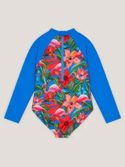Outlet Monsoon Blue Tropical UPF50+ Long Sleeve Swimsuit