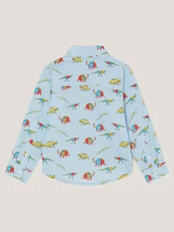 Monsoon Blue Varsity Dinosaur Print Shirt^BOY Shirts