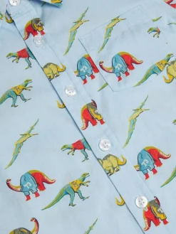 Monsoon Blue Varsity Dinosaur Print Shirt^BOY Shirts