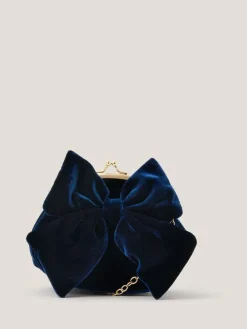 Monsoon Blue Velvet Bow Clip Frame Bag^ Bags