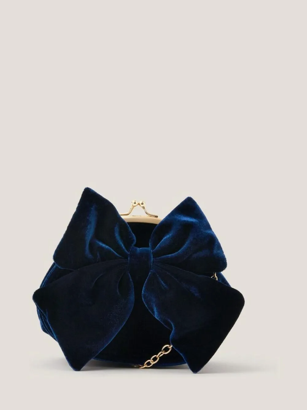 Monsoon Blue Velvet Bow Clip Frame Bag^ Bags