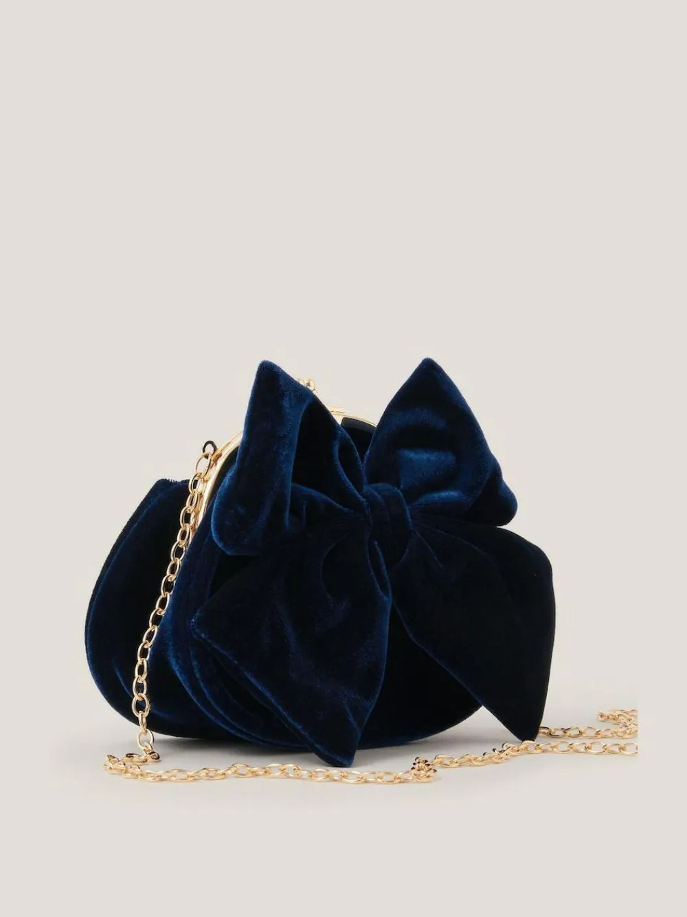 Monsoon Blue Velvet Bow Clip Frame Bag^ Bags