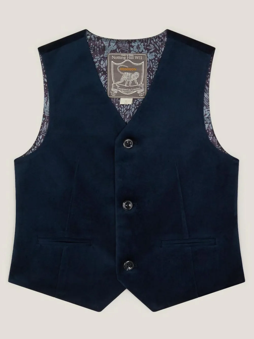 Monsoon Blue Velvet Waistcoat^BOY Suits & Vest