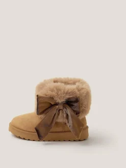 Monsoon Bow Faux Fur Suedette Ankle Boots^ Baby Boots|Boots