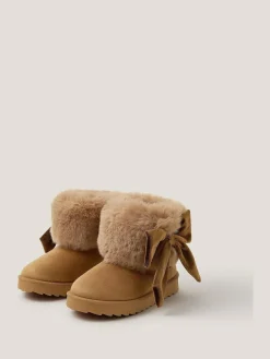 Monsoon Bow Faux Fur Suedette Ankle Boots^ Baby Boots|Boots