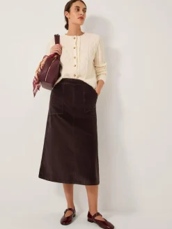 New Monsoon Malika Corduroy Midi Skirt Brown
