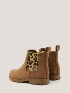 New Monsoon Brown Suedette Leopard Print Chelsea Boots