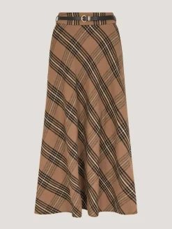 Discount Monsoon Brown Willa Check Midi Skirt