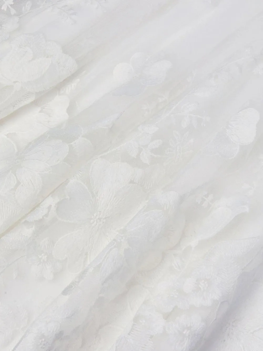 New Monsoon Cream Alicia Satin Floral Embroidered Dress