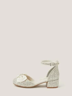 Monsoon Cream Bow Glitter Chunky Heels^ Shoes