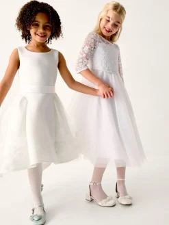 Best Monsoon Cream Eloise Appliqué Rose Dress