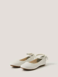Hot Monsoon Cream Sara Pearly Bow Ballet Flats