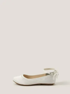 Hot Monsoon Cream Sara Pearly Bow Ballet Flats