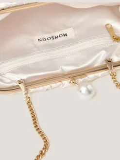 Best Monsoon Cream Suvi Flower Embellished Clutch Bag