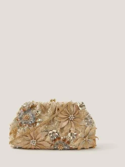 Outlet Monsoon Gold Bloom Floral Embellished Clutch Bag