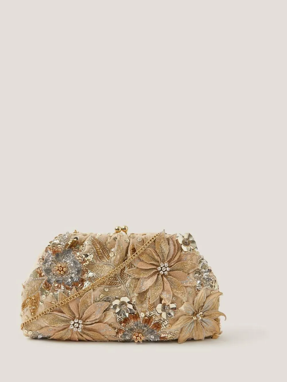 Outlet Monsoon Gold Bloom Floral Embellished Clutch Bag