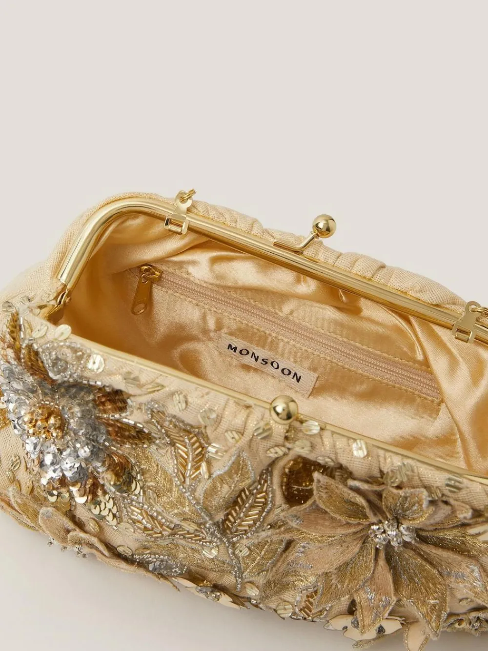 Outlet Monsoon Gold Bloom Floral Embellished Clutch Bag